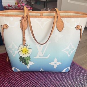 Louis Vuitton Neverfull MM- Gradient Blue and White Tote